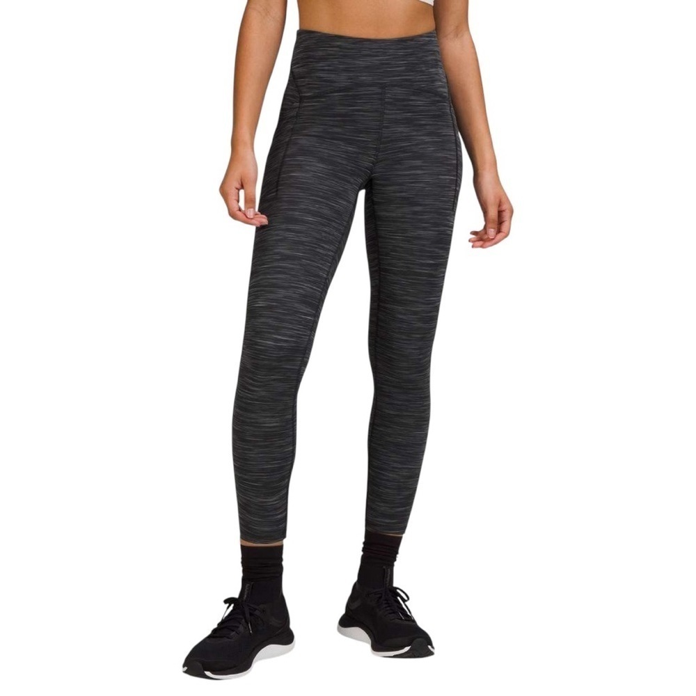 Lululemon Power Thru High Rise Legging / Tight 25" Black & White Sz 6
